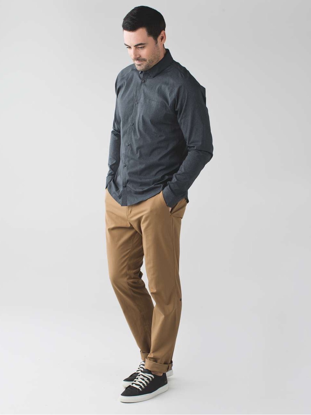 Lululemon Bonded Voyage Long Sleeve Button Down Heathered Black - L
